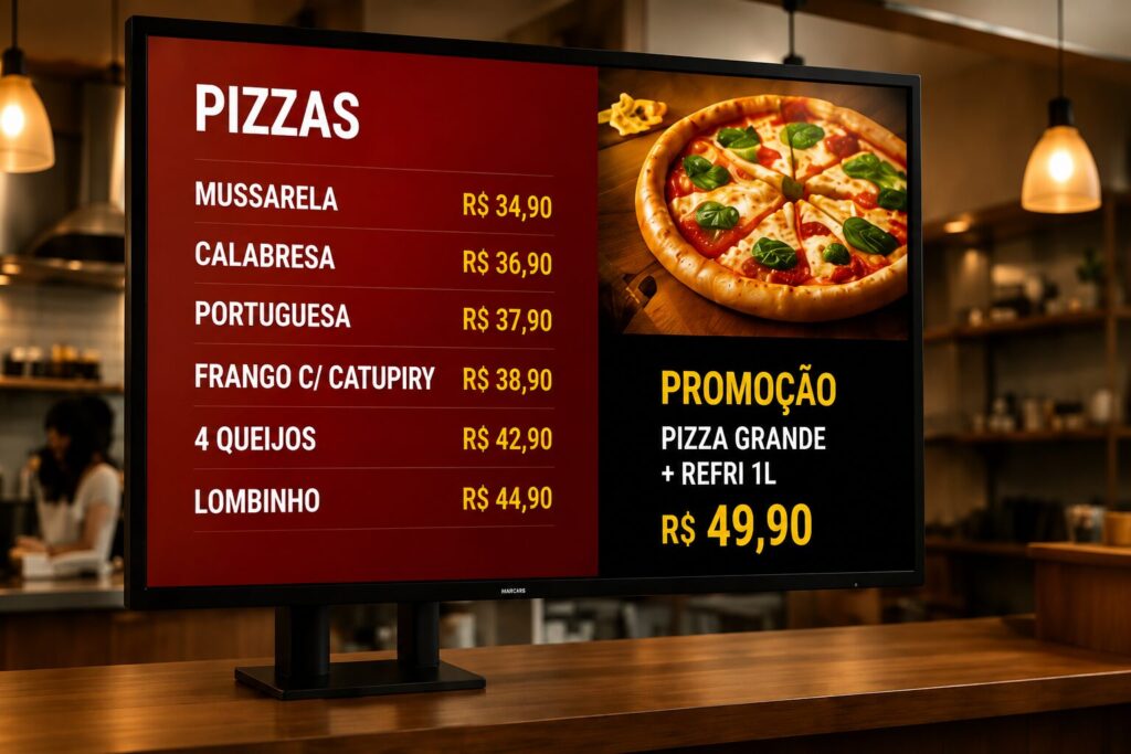 Menu digital em restaurante