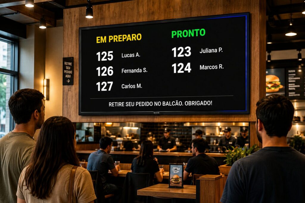 Pedidos na TV em restaurante