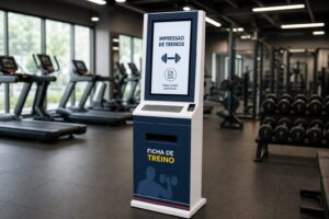Totem de autoatendimento para academia imprimir treinos e fichas