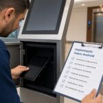 Checklist implantar totem Android » MarcaRS Technology Técnico instalando totem Android com checklist de implantação em português