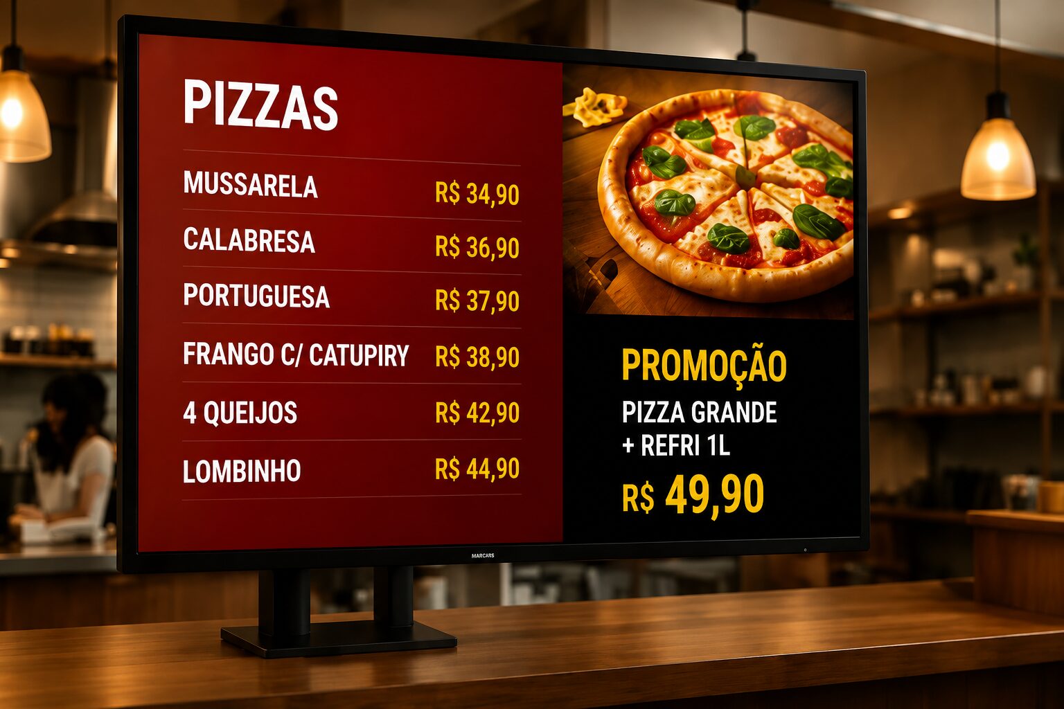 Menu digital em restaurante