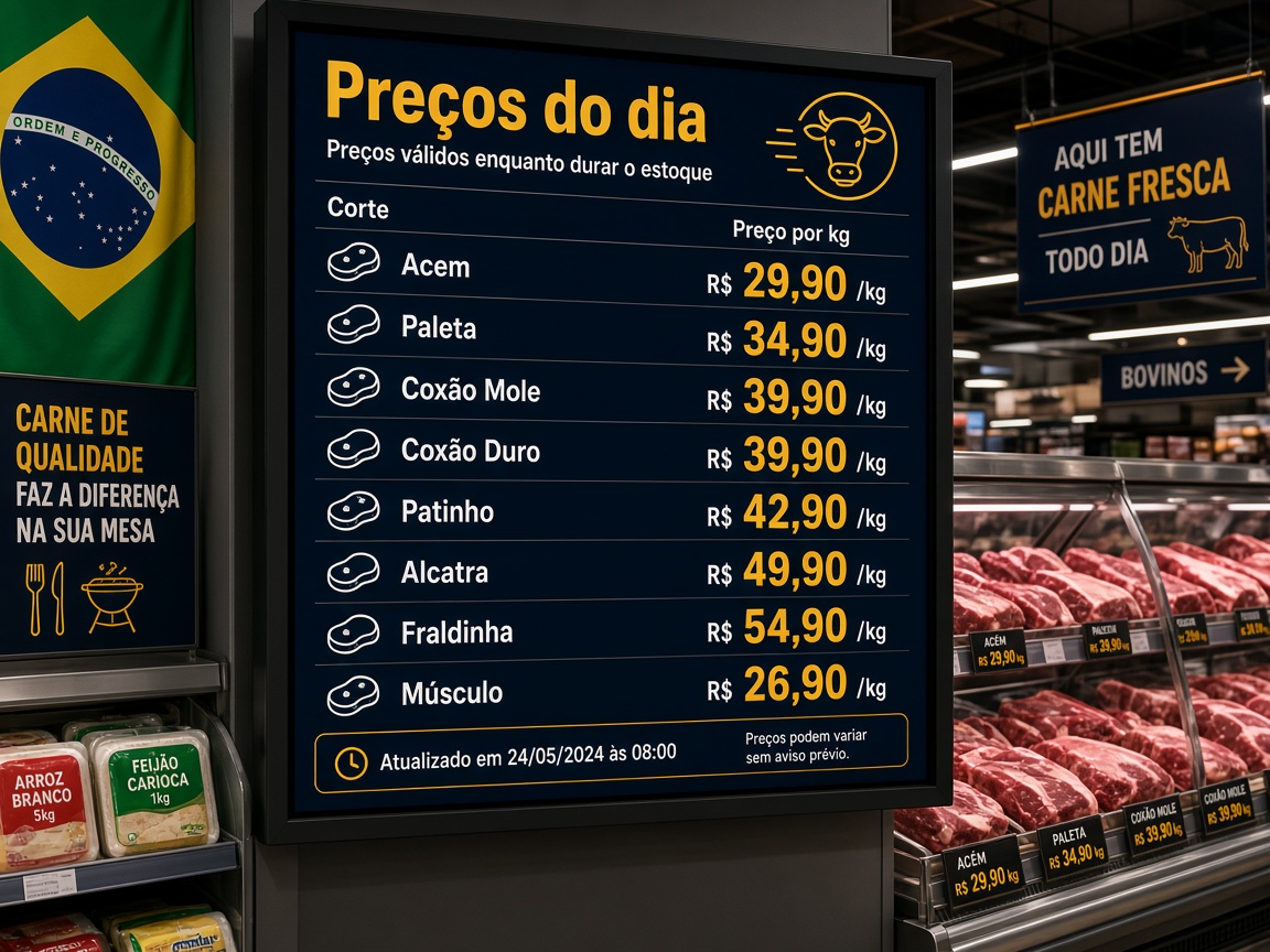 Tabela de preços digital na TV